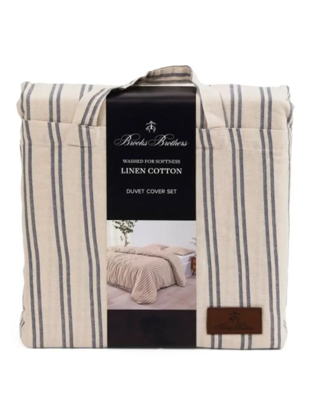 BROOKS BROTHERS Linen And Cotton Blend Washed Duvet Set